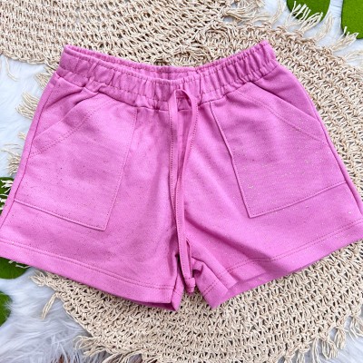 Conj. Blusa Coração e Short Brilhos - Rosa